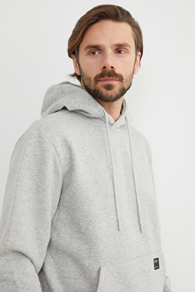 Fulla Moda Kangaroo Pocket Hooded Basic Sweatshirt - 3 Thread Hoodie