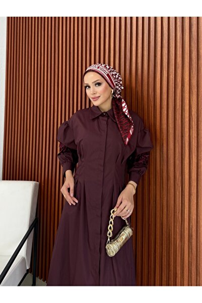 Melike Tatar Çiçek Detaylı Poplin Elbise 32-2377