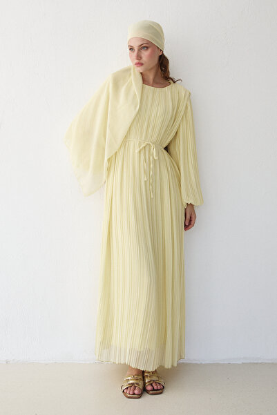 Melike Tatar Şallı Pilise Elbise 32-2379