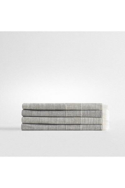 Ecocotton Hasna 4-х предметний набір рушників 100% органічна бавовна, льон, антрацит-хакі 50x90