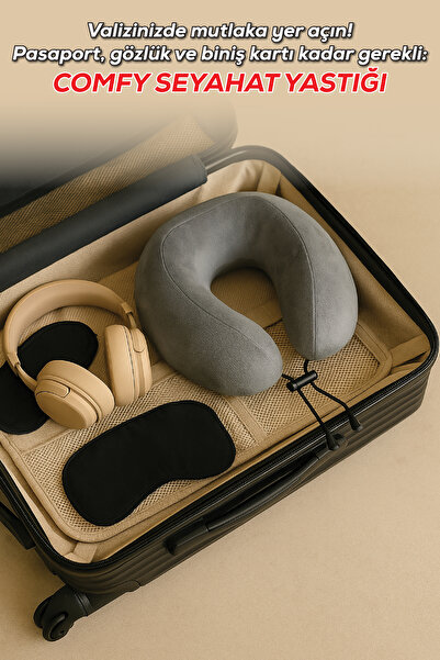 Viscofoam Comfy Ortopedik Seyahat Yastığı Visco Boyun Destekli Seyahat Yastığı - Gri | Ergo Travel