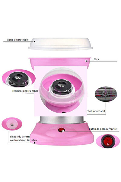 SPEEDSTORE Cotton candy machine 500W, pink, portable, trolley design