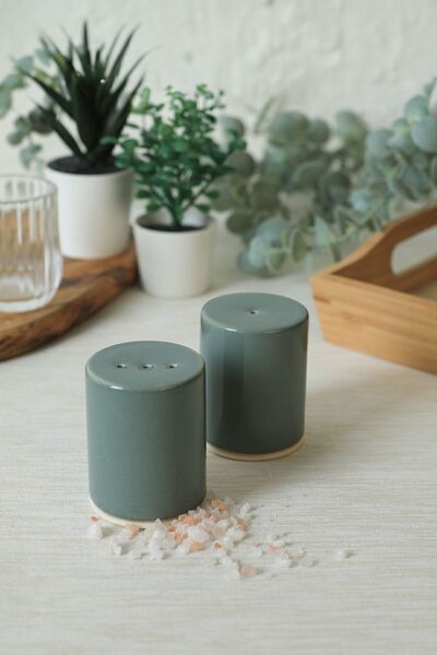 Keramika Green Stackable Salt / Pepper Shakers 6 Cm