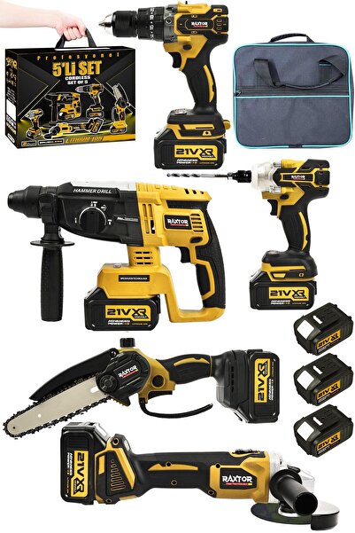 RAXTOR 36 V Kömürsüz Motor 5'Li Set Şarjlı Hilti/Şarjlı Taşlama/Somun Sıkma/Ş...