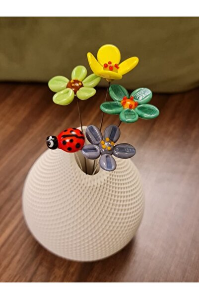 dugacam atölyesi VAZODA MURANO CAM RENGARENK ÇİÇEKLER DEKORATİF SOLMAYAN ÖZEL...