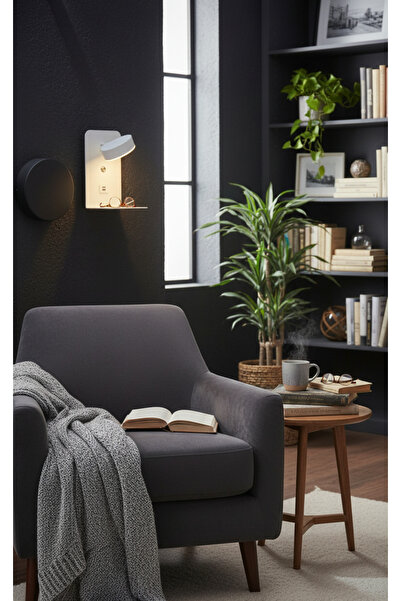 voxlamp lighting solutions Reading Ledli Usb-type C Telefon Şarj Üniteli Yatak Başı Led Aplik 24x14 Cm