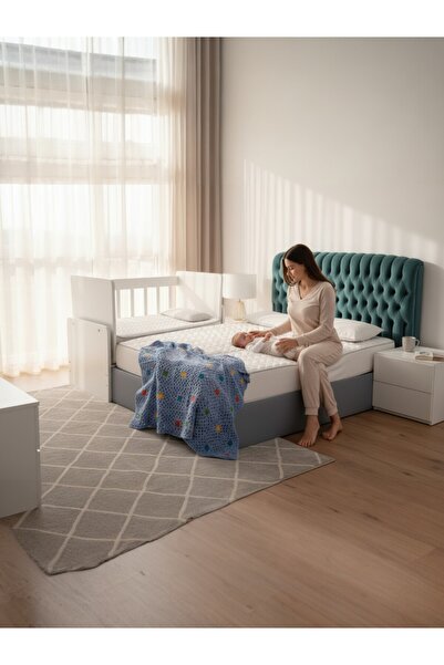 bebecoda Sallanır Mavi Bebek Beşiği, Yataklı 45 X 100