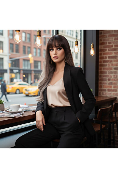 Mina Peruk Doğal Dalgalı Perçemli Fiber Sentetik Uzun Boy Peruk - Koyu Kumral...