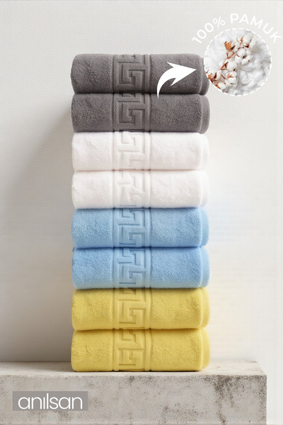 Anılsan 8 darabos vegyes görög kéztörlő készlet - 50x90 cm, 225 gr, 100% pamut, spa és szállodai törölközők, mindennapi használatra