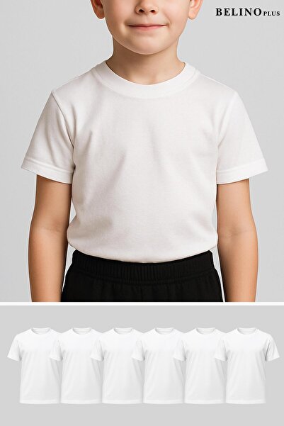 BELİNOPLUS 100% Cotton Boys' White Undershirt 6 Pack