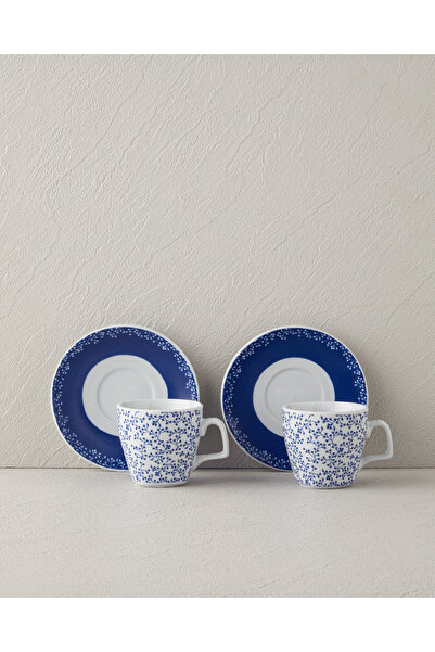 English Home Freesia 4 Piece Porcelain Cup Set - Brown & Blue Personality