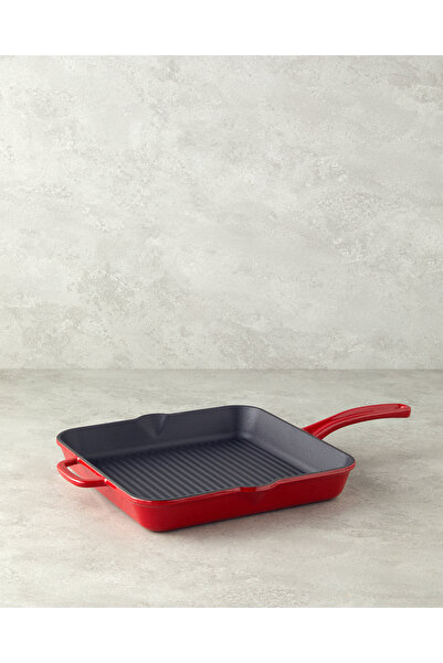 Hecha Tigaie pătrată din fontă de fier 30 cm roșu