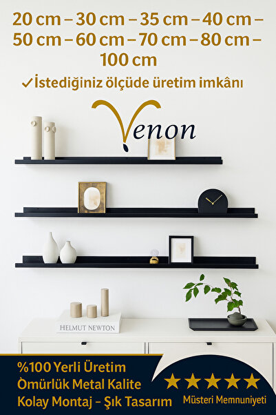 VENON 1 Adet Metal Duvar Rafı 50 cm Metal Duvar Rafı , Uçan Raf , Çerçeve Rafı , Çok amaçlı