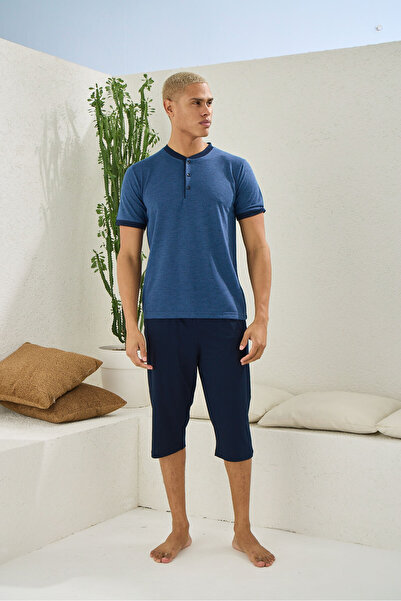 KLY Чоловічий комплект з капрі та сорочкою з коміром-стійкою, сучасний дизайн 2051