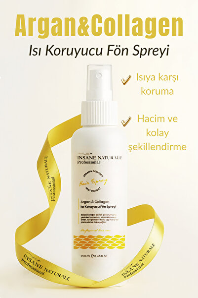 Insane Naturale Argan Collagen Isı Koruyucu Saç Şekillendirici Fön Spreyi 250 ml