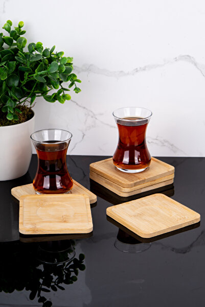 Dolkin Home طقم من 6 قطع من حاملات الأكواب المربعة الحديثة لصحون الشاي