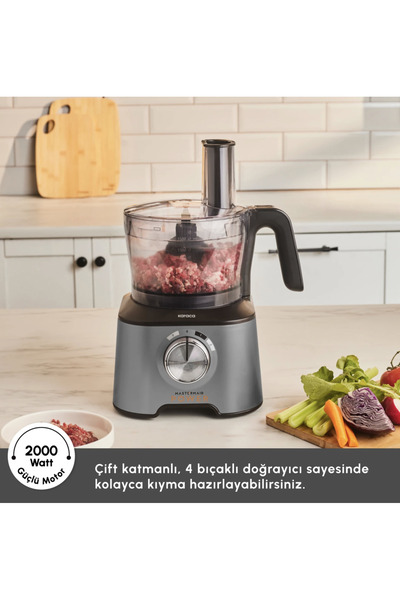 Karaca 4 Bıçaklı Mastermaid Power Max 10 in 1 Mutfak Robotu 2000W Güçlü Motor