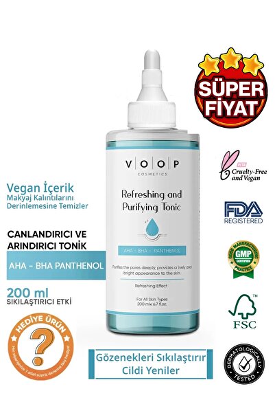 VOOP Gözenek Sıkılaştırıcı Canlandırıcı Arındırıcı Siyah Nokta Karşıt Glikolik Salisilik Asit Tonik 200ml