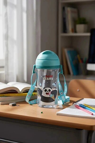 Miniso We Bare Bears Lisanslı Taşıma Askılı Suluk (400ml) - Panda