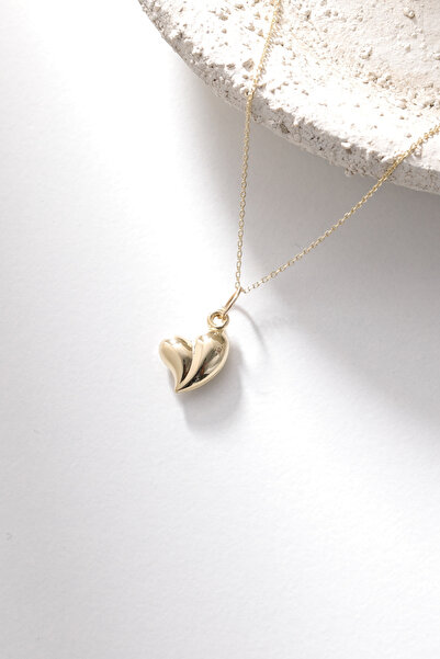 GENORO JEWEL 14 Ayar Altın Damla Kalp Kolye Ucu