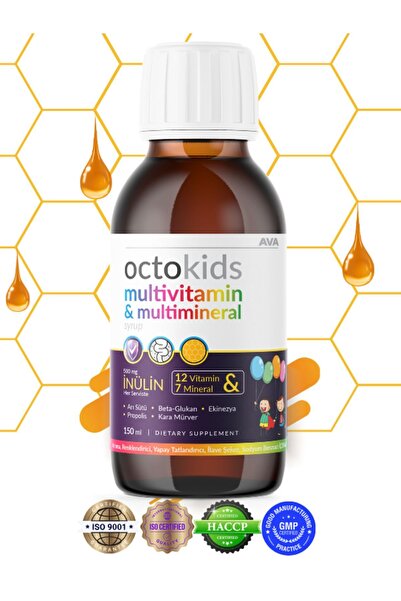 OCTOKİDS Çocuk Vitamin Şurubu Ballı Okul Multivitamin Multimineral