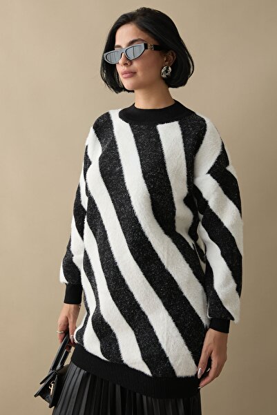 InStyle Yumoş Double Striped Black Knitwear Sweater