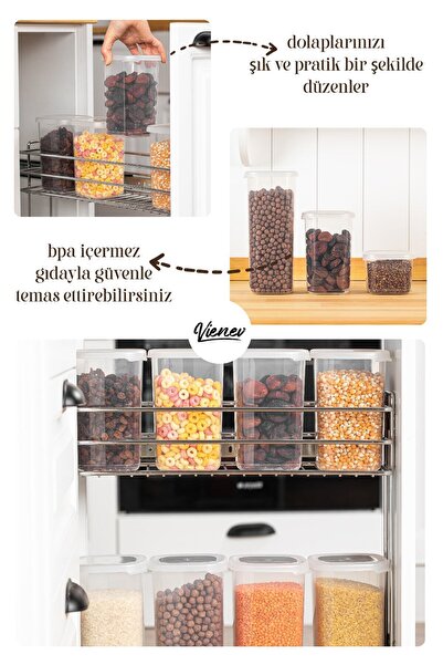 Vienev 12 Pieces 0.55 Liter Peggy Square Spice Storage Container with Colorful Label and Spoon White