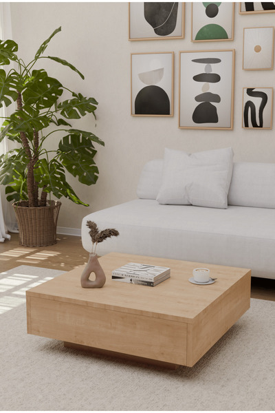 onehediye Uçan Kare Orta Sehpa Yeni Nesil Modern Orta Sehpa Ahşap Traverten M...