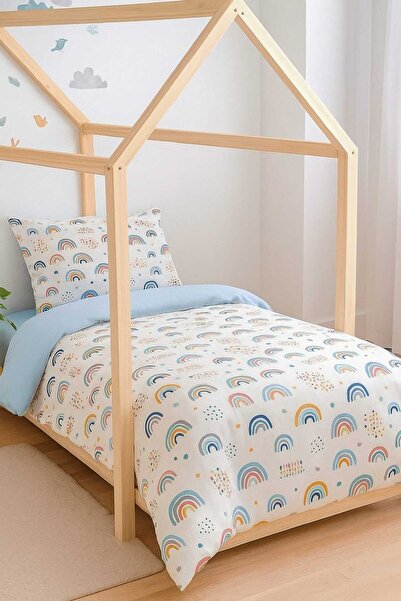 Bebek Özel طقم غطاء لحاف مفرد من القطن للأطفال المراهقين باللون الأزرق قوس قزح