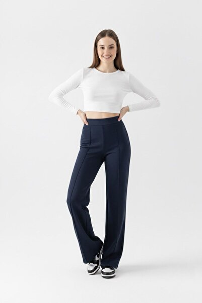 NOLYA MODA بنطلون نسائي واسع الساق ذو خصر عالٍ مناسب