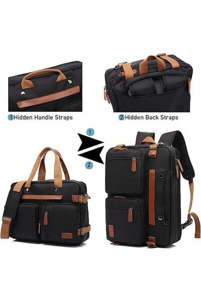 fulina 17.3 in Nylon Laptop Bag,Convertible Backpack,45X16X32 cm,for Men and Women Work School Travel