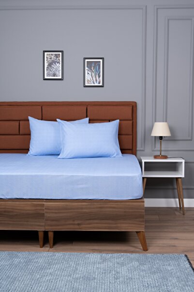 ALTINPAMUK Single Fitted Bed Sheet+1 Pillowcase Gift 100X200 Blue