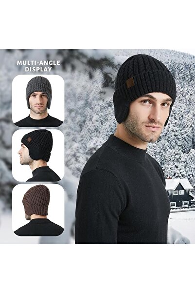 fulina Winter Knitted Beanie Hat,Warm Chunky Cable Knit,Stretchy Cuffed Skull Hats for Cold Weather