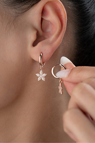 Silvano Jewelry 925 Ayar Lotus Çiçeği Gümüş Küpe