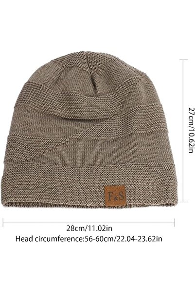 fulina 2PCS Beanies Hats Men,Beanies with Designs Winter Hats Knit Cuff Beanie Cap,50-60cm,Khaki+Gray