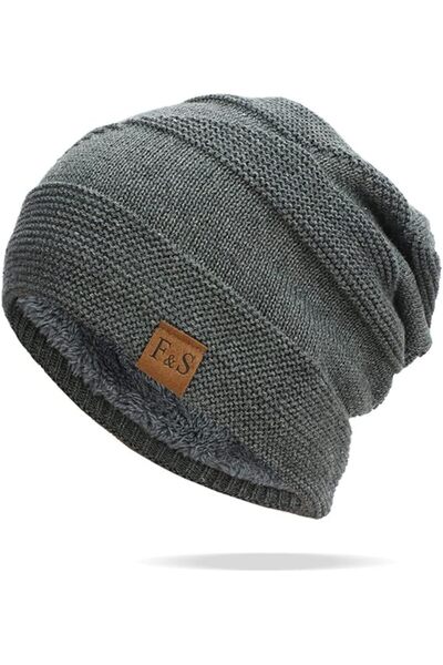 fulina 2PCS Beanies Hats Men,Beanies with Designs Winter Hats Knit Cuff Beanie Cap,50-60cm,Khaki+Gray