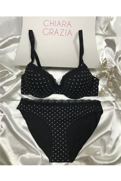 chiara grazia Unpadded Patterned Cotton Bra Set