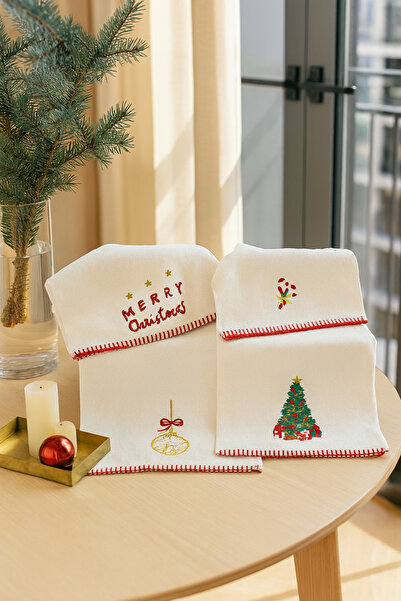 Lucy and Home Новорічна вишивка, набір з 4 рушників 30x50 см