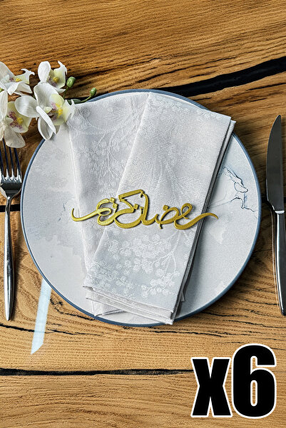 iwa concept 6 قطع من زينة المناديل المعدنية لرمضان الكريم - ديكور أدوات المائدة المنزلية