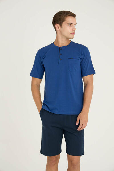 KLY Plus Size Men's Oversized Midi Collar Shorts Set Modern Design