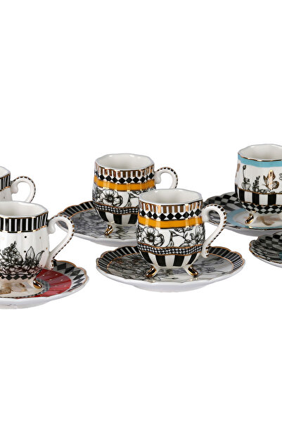 Lucky Art Luckyart Maggey Bone 6-Piece Footed Coffee Cup Set