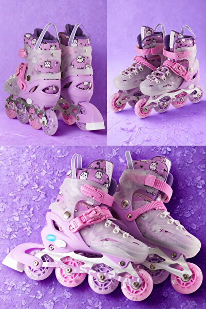 Sportaj Speedx Cat Professional Kids Roller Skates Lighted Silicone Wheels with Carry Bag