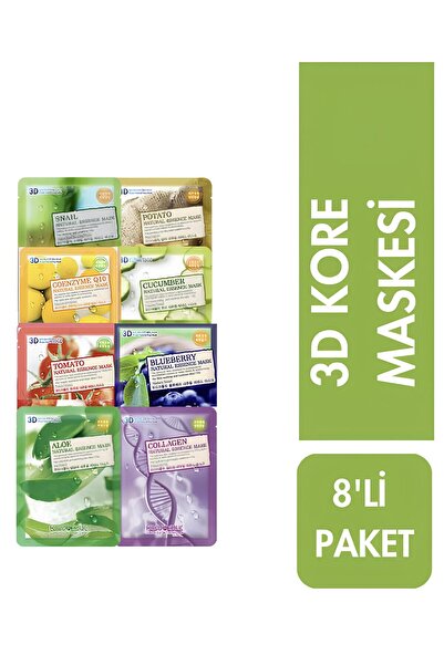 FOODAHOLIC Meyve Sebze Özleri Organik Lüks 8'li Kore 3d Yaşlanma Karşıtı Maske Seti