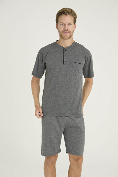 KLY Plus Size Men's Oversized Midi Collar Shorts Set Modern Design