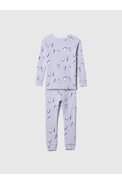 GAP Bebek Açık Mavi %100 Organik Pamuk Penguin Pijama Seti