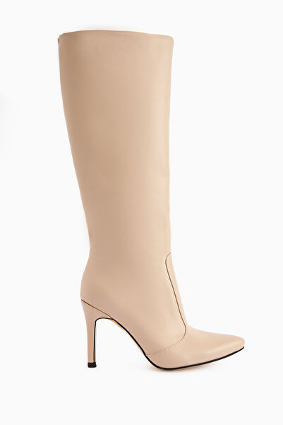 Limoya Lucine Nud, cizme de damă cu toc subțire, bej, cu vârf ascuțit