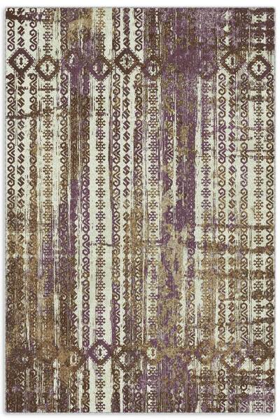Pastel Home Bohem Etnik Desenli Mor Kahve Şönil Halı Kilim Yolluk Kaymaz Yıka...