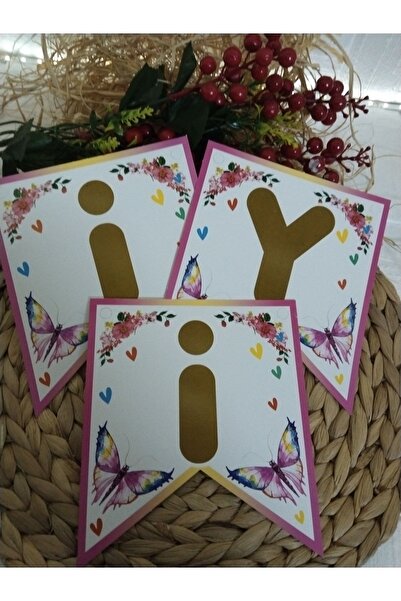 Deniz Party Store Kelebek Temalı Iyi Ki Doğdun Doğum Günü Uzar Yazı