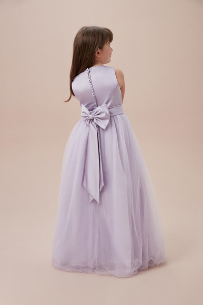 Oleg Cassini Lilac Boat Neck Long Children's Dress