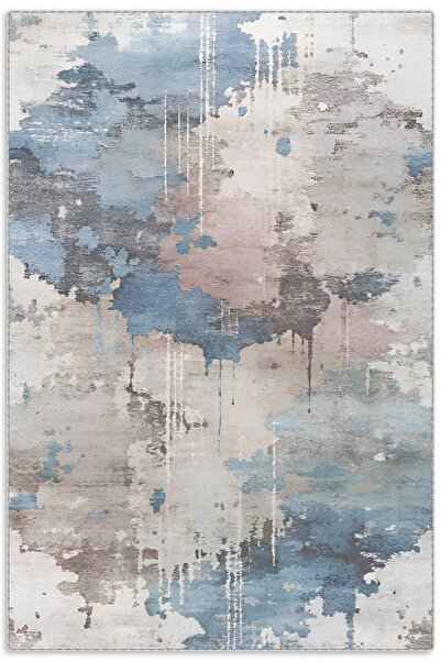 Pastel Home Tasarım Çift Taraflı Yıkanabilir Şönil Halı Kilim Yolluk Abstract...